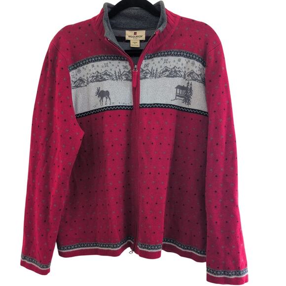 Woolrich Ruby Moose & Cabin Sweater Jacket size xl - Picture 1 of 4